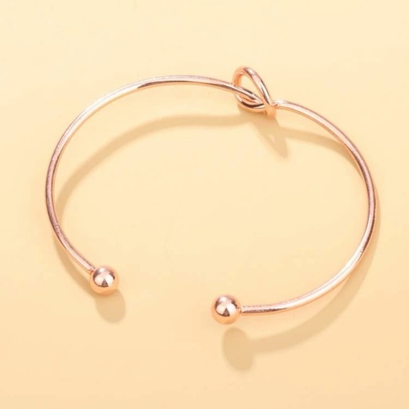 Rose Gold Knot Cuff Bangle Bracelet - Picture 2 of 5